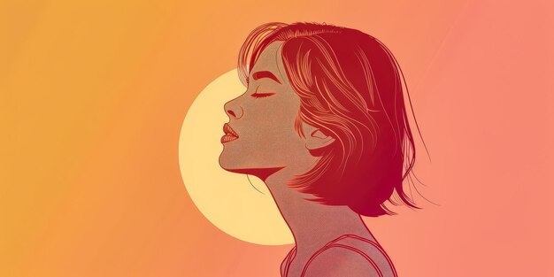 Ilustración de una mujer elegante que describe su belleza mística