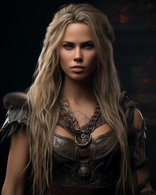 Ilustración de una mujer guerrera vikinga fusionando los mundos