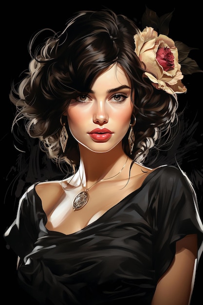 Ilustración de mujer hermosa y elegante.