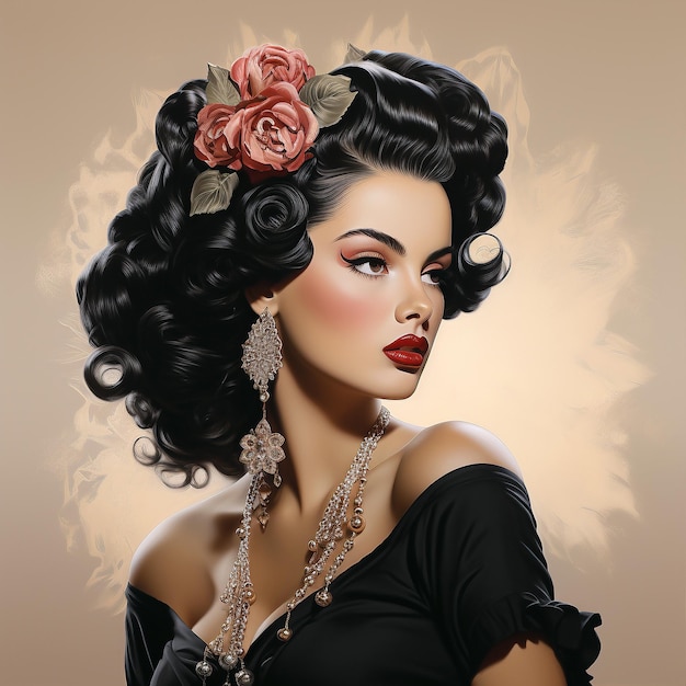 Ilustración de mujer hermosa y elegante.