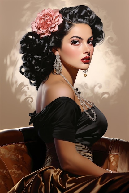 Ilustración de mujer hermosa y elegante.