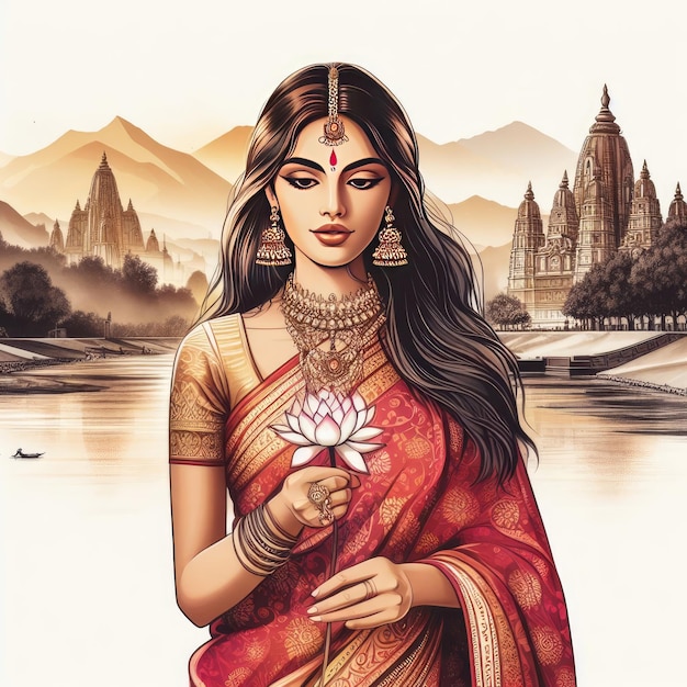 Ilustración de mujer india