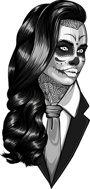 Ilustración de una mujer de negocios con tatuaje