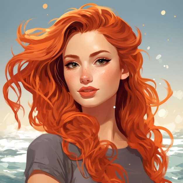 Foto una ilustración de una mujer con el pelo largo y rojo