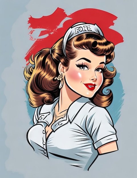 ilustración de mujer pinup retro