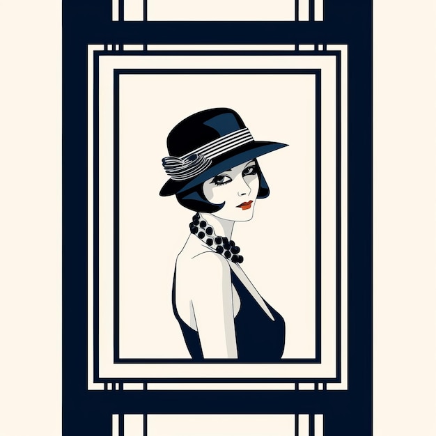 Foto una ilustración de una mujer con un sombrero y un collar