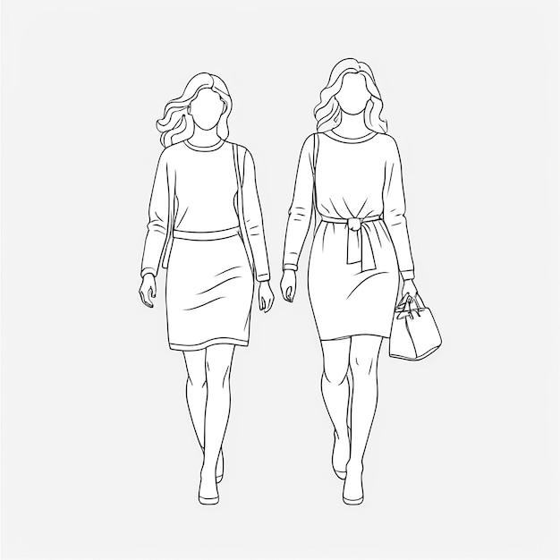 Foto ilustración de mujeres caminando sobre un fondo blanco