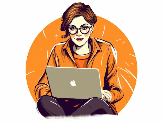 Ilustración de mujeres con laptop