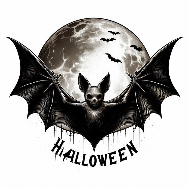Foto ilustración de murciélago de halloween aislado sobre un fondo blanco