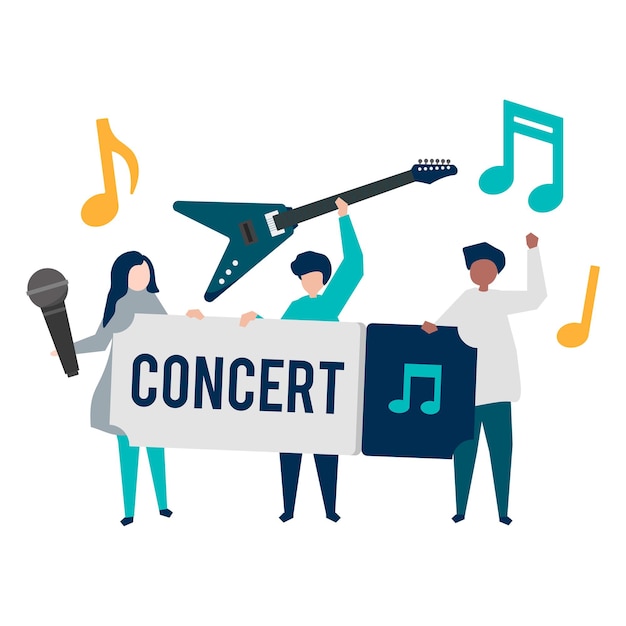 Ilustración de música png de fondo transparente