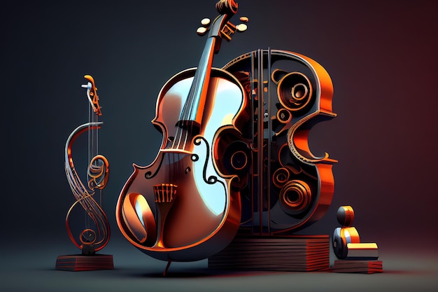 Ilustración de música de renderizado 3d Ai generativo