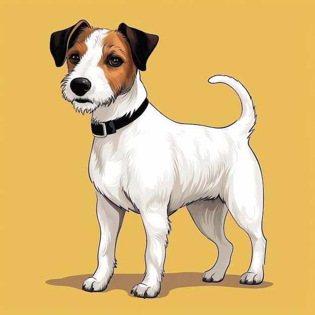 Foto ilustración muy detallada del jack russell terrier marrón y blanco