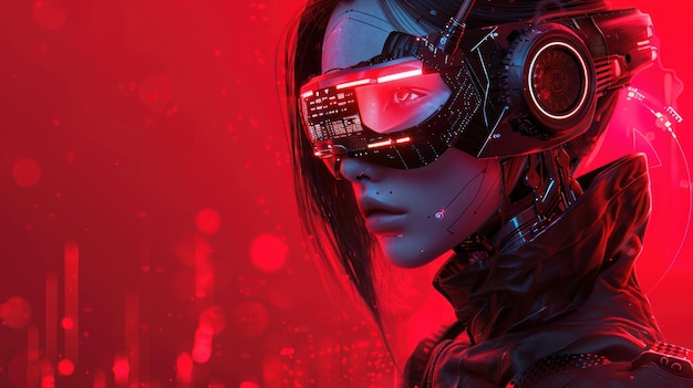 Ilustración Mysterious Cyborg ninja personaje femenino concepto cyberpunk generado por la IA