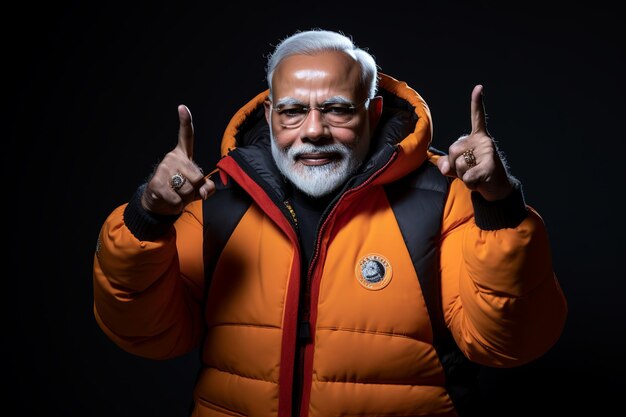 Ilustración de Narendra Modi en una chaqueta de baloncesto Balenciaga en, Generative ai