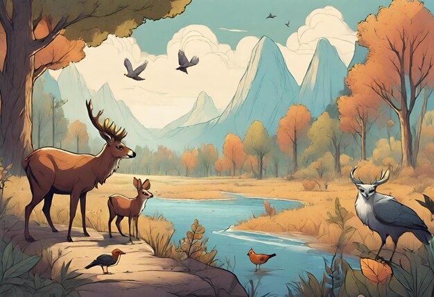 Ilustración de la naturaleza y los animales