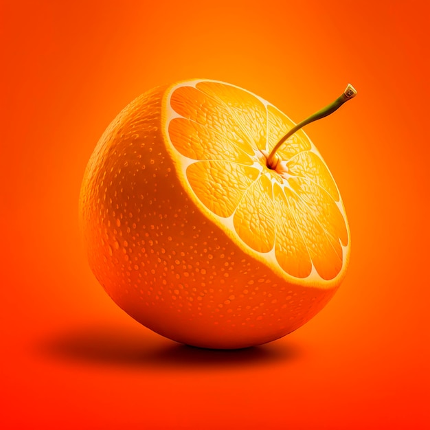 Ilustración de naturaleza muerta con naranja inusual creativo aislado sobre fondo naranja Estilo creativo