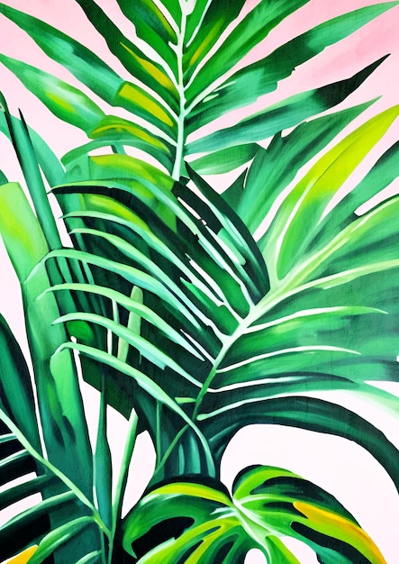 Ilustración de naturaleza tropical colorida Planta de vida silvestre Lienzo Lámina artística