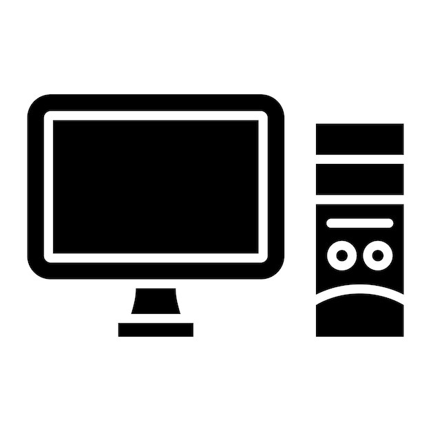 Ilustración negra sólida del glifo de computadora