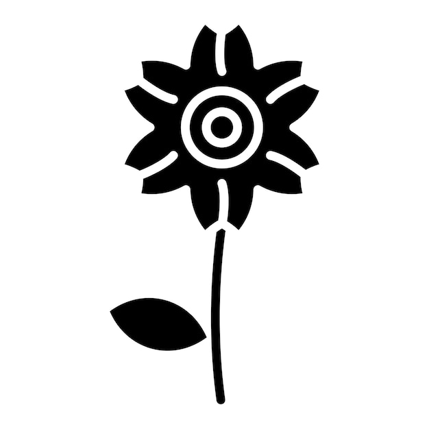 Ilustración negra sólida del glifo de la flor de cerezo