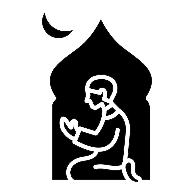 Ilustración negra sólida del glifo de oración musulmana