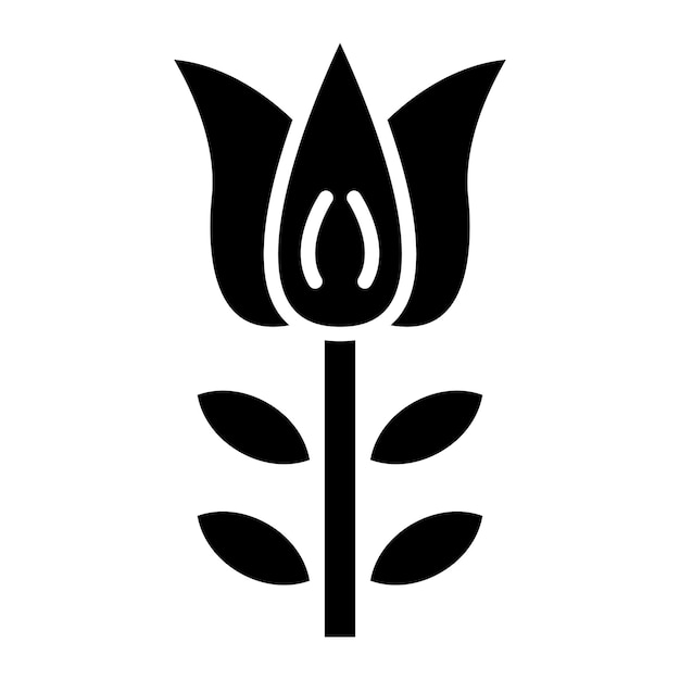 Foto ilustración negra sólida del glifo del tulipán
