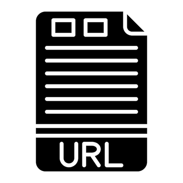 Ilustración negra sólida del glifo de URL