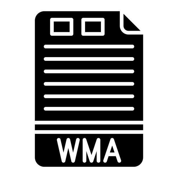 Ilustración negra sólida del glifo WMA
