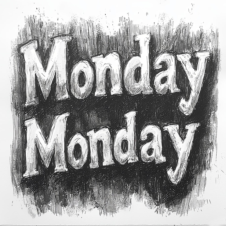 Foto ilustración en negrita de las palabras lunes lunes con textura