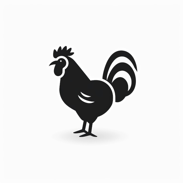 Ilustración en negrita de la silueta del icono del gallo sobre un fondo blanco