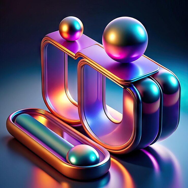 Foto ilustración de neón con formas abstractas