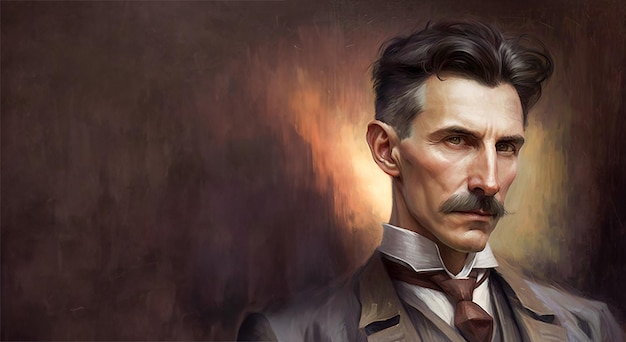 Ilustración de Nikola Tesla generada por Ai