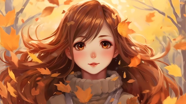 ilustración de niña al aire libre en otoño
