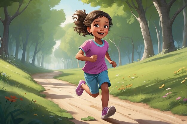 Ilustración de una niña corriendo