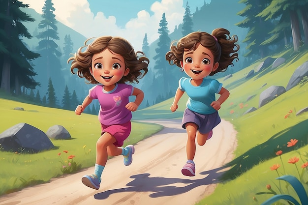 Ilustración de una niña corriendo