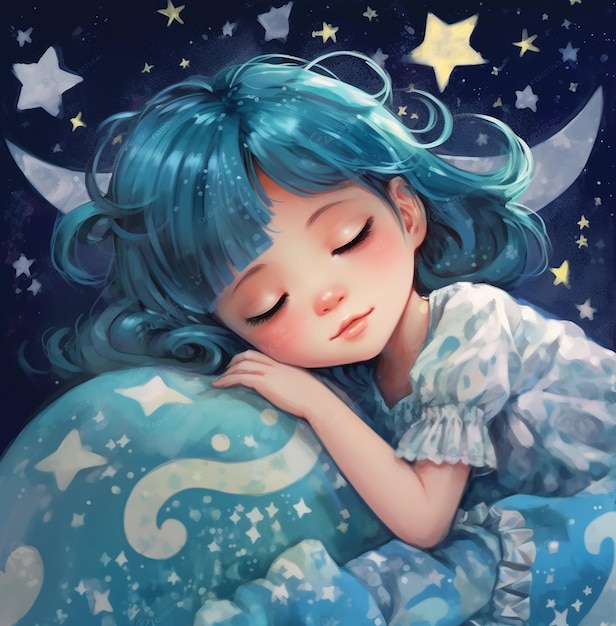 Ilustración de la niña dormida