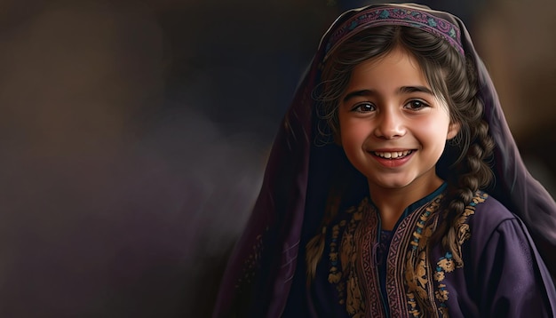 Ilustración de niña kuwaití por IA generativa