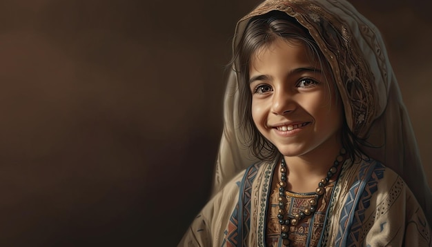 Ilustración de niña kuwaití por IA generativa