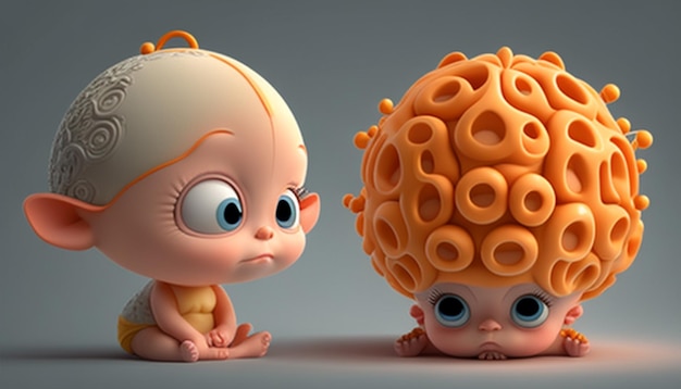 Una ilustración de un niño en 3D CG