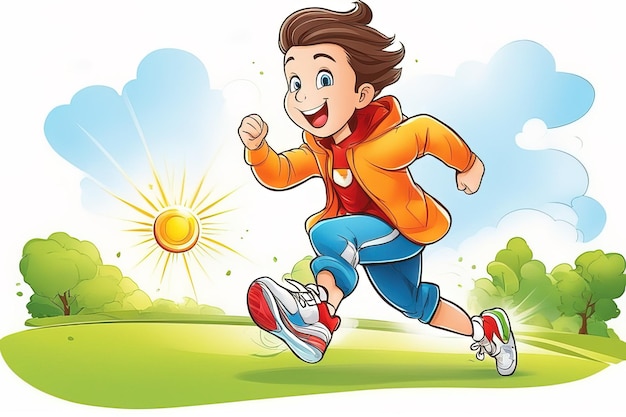 ilustración de un niño corriendo en el parque ilustración de un niño corriendo en el parque ilustración de un