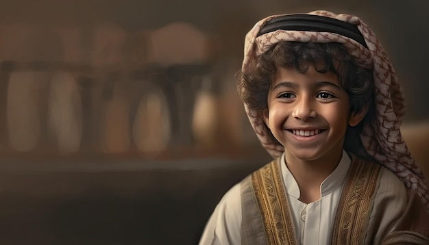 Ilustración de niño kuwaití por IA generativa