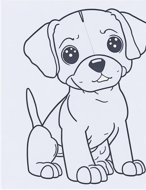 Foto ilustración para niños para colorear ilustración de perro lindo