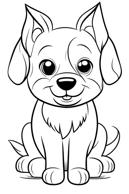 Foto ilustración para niños para colorear ilustración de perro lindo