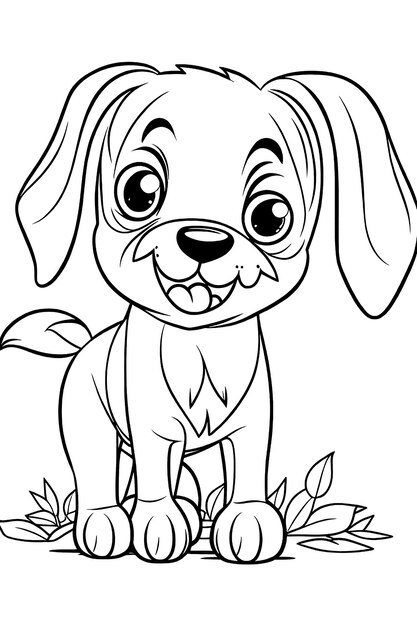 Foto ilustración para niños para colorear ilustración de perro lindo