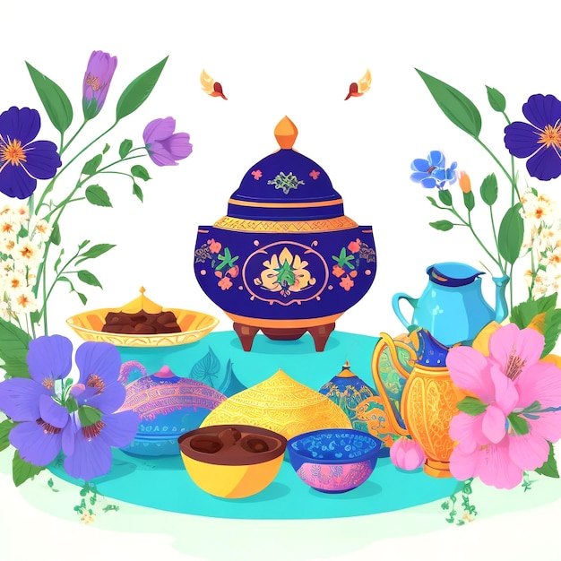 Ilustración de nowruz de vector plano libre