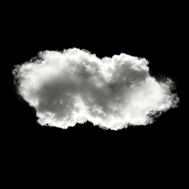 Ilustración de una nube blanca aislada sobre un fondo negro