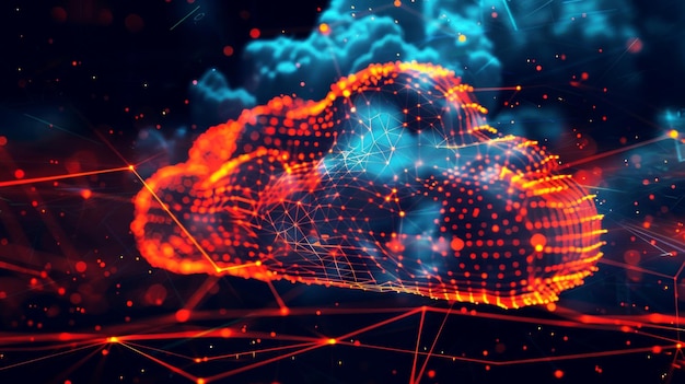 Ilustración de la nube digital o el fondo de SaaS
