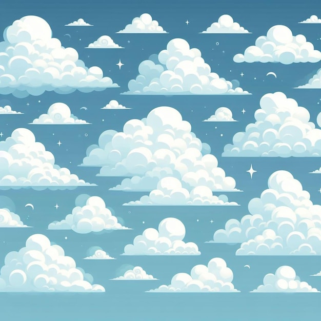 Ilustración de nubes en el cielo azul brillante