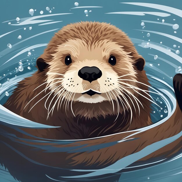 Foto ilustración de la nutria de mar ai generative