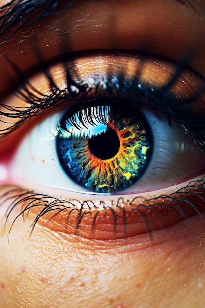 Foto una ilustración de un ojo con un iris de colores