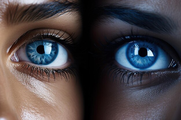 Ilustración de ojos azules innovadores y únicos que irradian creatividad